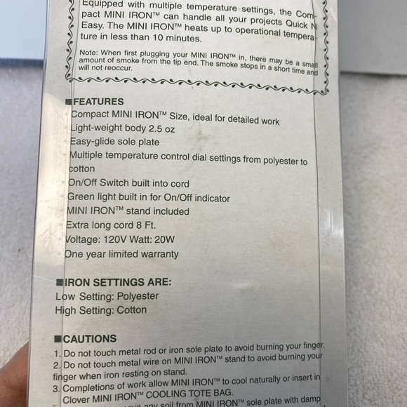 Mini Iron By Clover Needlecraft Crafting Iron Art No MCI 900 NEW - Picture 7 of 16